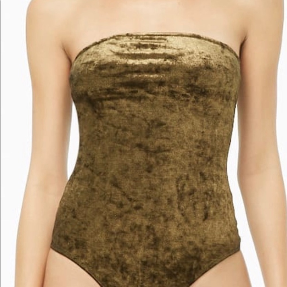 Gold velvet tube bodysuit